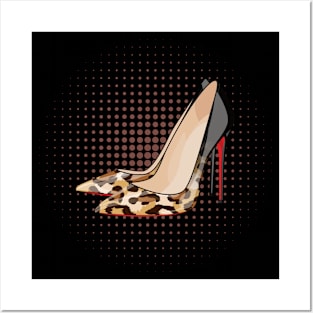 Shoe Addict Killer High Heel Leopard Pumps Posters and Art